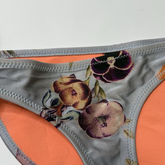 Triangl Neoprene Bikini Swimsuit Gray Floral 2pc Bathing Suit S/M With Bag GLAWS - Picture 16 of 16